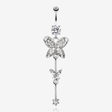 Precious Butterfly Sparkle Belly Ring-Clear Gem